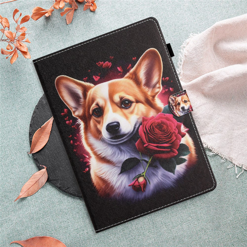 For Lenovo Tab M10 (Gen 3) Pattern Printing PU Leather Flip Cover Anti-Drop Tablet Case - Dog