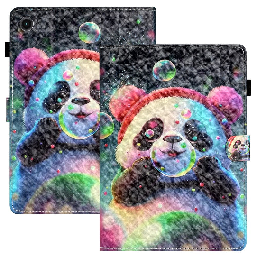 For Lenovo Tab M10 (Gen 3) Pattern Printing PU Leather Flip Cover Anti-Drop Tablet Case - Panda