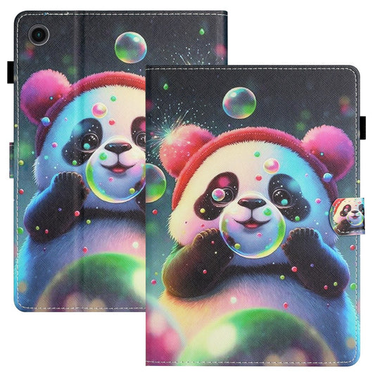 For Lenovo Tab M10 (Gen 3) Pattern Printing PU Leather Flip Cover Anti-Drop Tablet Case - Panda