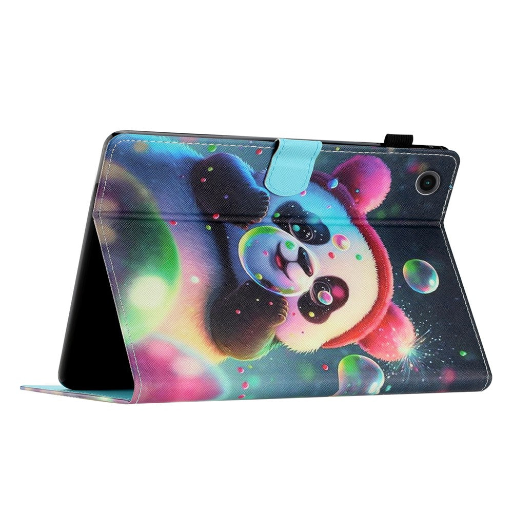For Lenovo Tab M10 (Gen 3) Pattern Printing PU Leather Flip Cover Anti-Drop Tablet Case - Panda