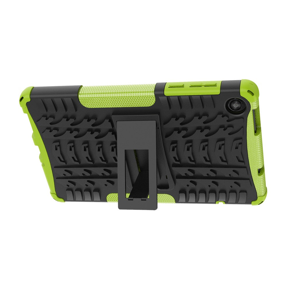 For Lenovo Tab M8 (4th Gen) 2024 TB-301XU / M8 (4th Gen) 2023 TB-300FU Kickstand Tablet Case Tire Texture TPU PC Cover - Green
