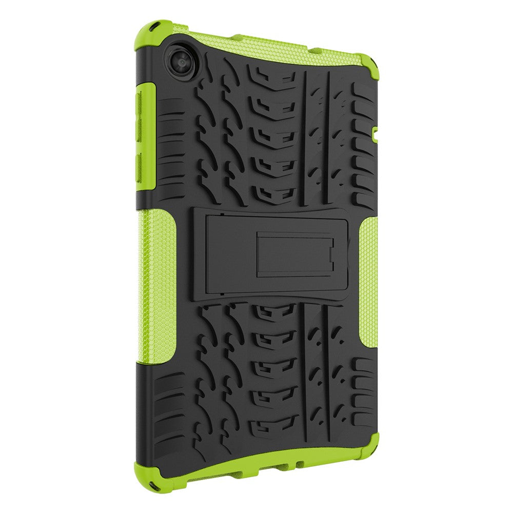 For Lenovo Tab M8 (4th Gen) 2024 TB-301XU / M8 (4th Gen) 2023 TB-300FU Kickstand Tablet Case Tire Texture TPU PC Cover - Green