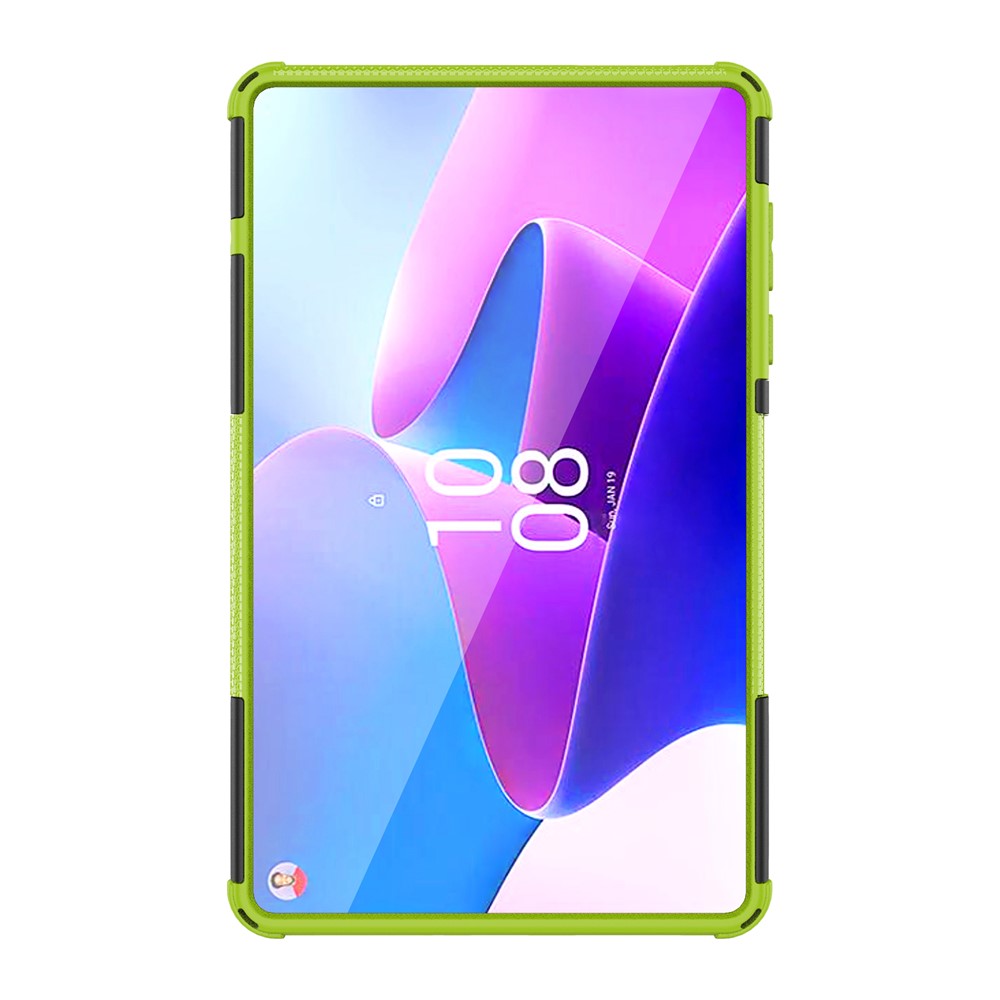 For Lenovo Tab M8 (4th Gen) 2024 TB-301XU / M8 (4th Gen) 2023 TB-300FU Kickstand Tablet Case Tire Texture TPU PC Cover - Green