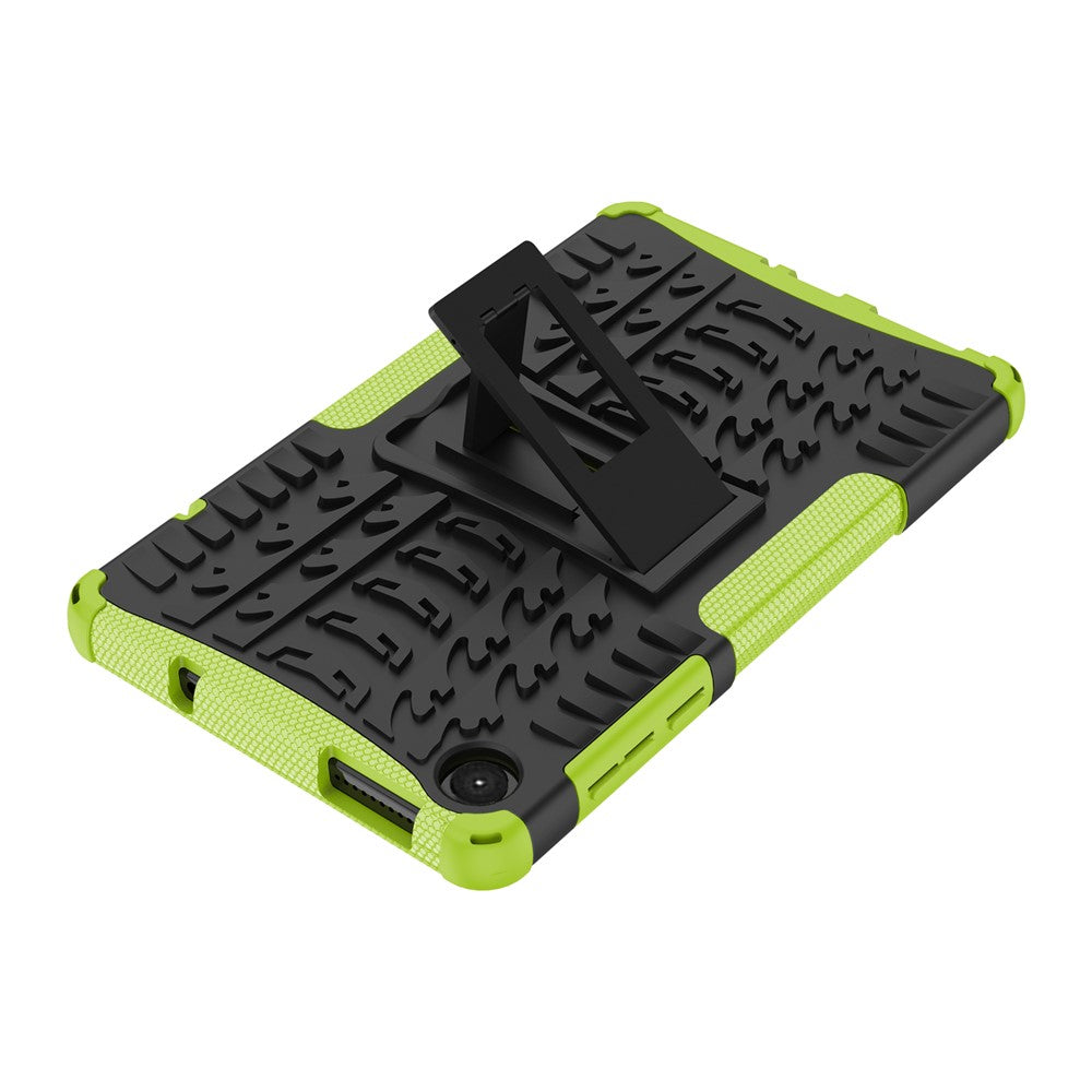 For Lenovo Tab M8 (4th Gen) 2024 TB-301XU / M8 (4th Gen) 2023 TB-300FU Kickstand Tablet Case Tire Texture TPU PC Cover - Green