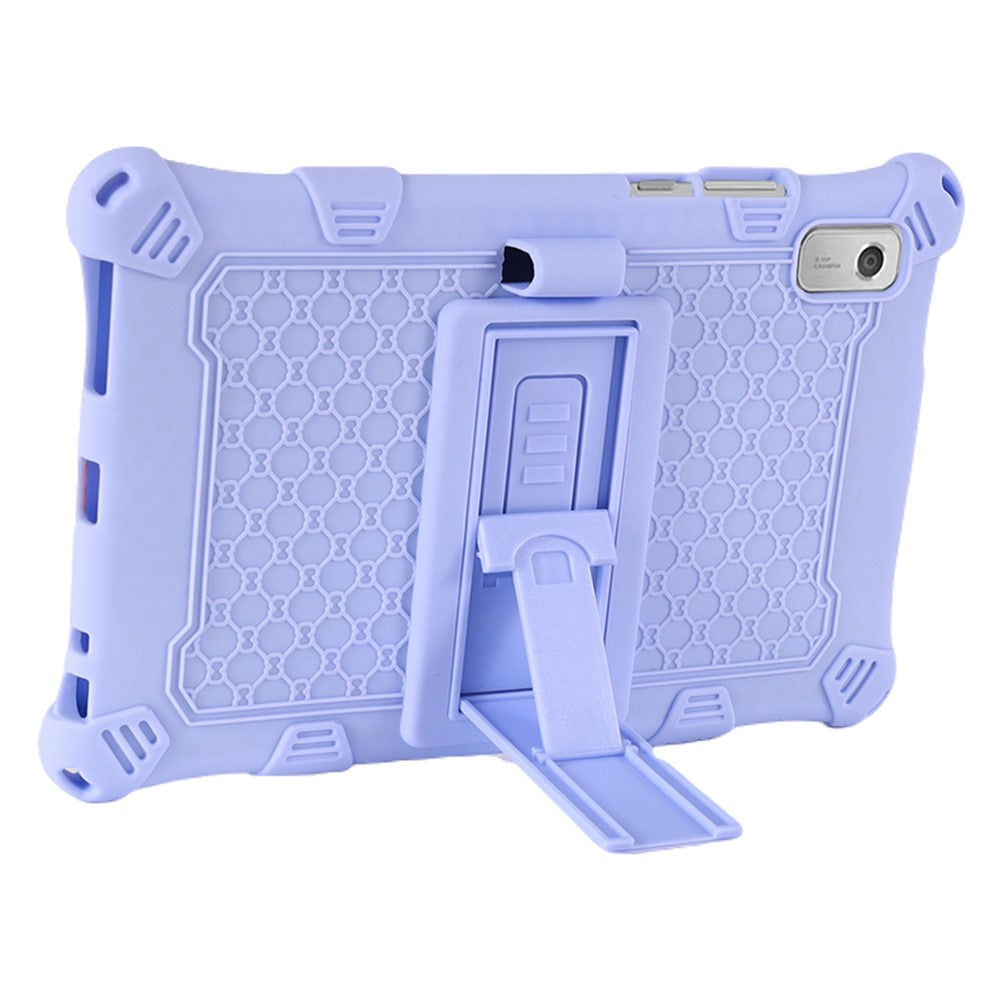 For Lenovo Tab M9 310FU Kickstand Tablet Silicone Case Retro Texture Anti-drop Tablet Cover - Light Purple