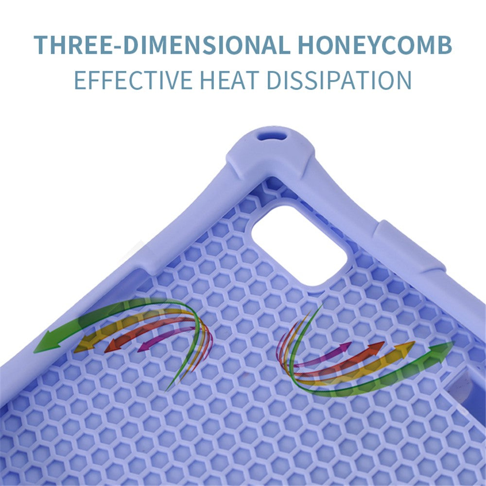 For Lenovo Tab M9 310FU Kickstand Tablet Silicone Case Retro Texture Anti-drop Tablet Cover - Blue