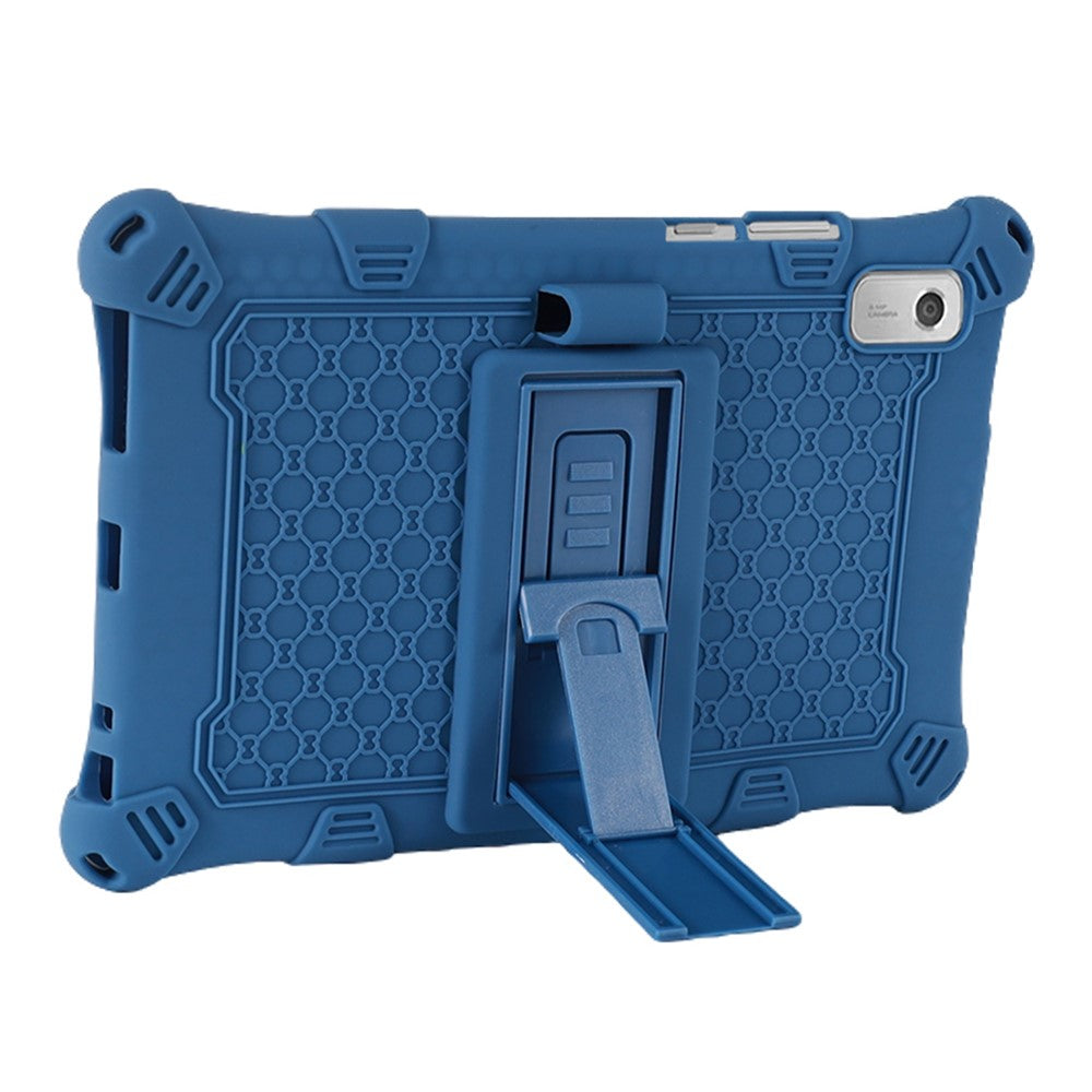 For Lenovo Tab M9 310FU Kickstand Tablet Silicone Case Retro Texture Anti-drop Tablet Cover - Dark Blue