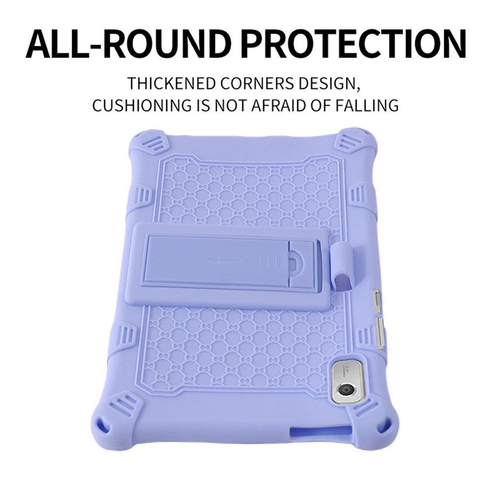 For Lenovo Tab M9 310FU Kickstand Tablet Silicone Case Retro Texture Anti-drop Tablet Cover - Dark Blue