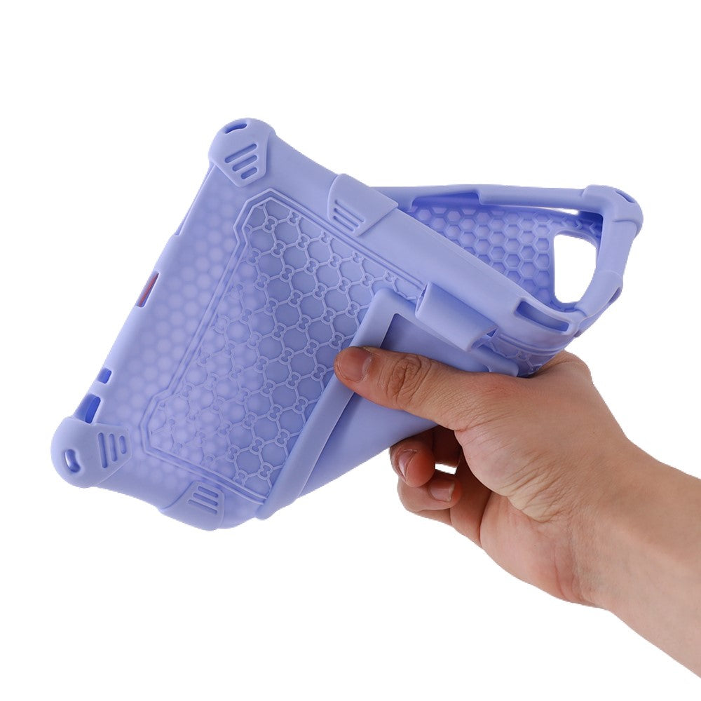 For Lenovo Tab M9 310FU Retro Texture Tablet Silicone Case Kickstand Tablet Cover with Lanyard - Pink