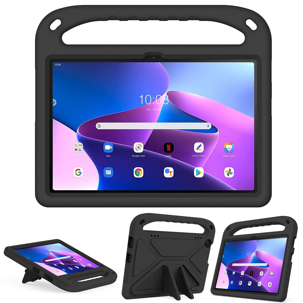 For Lenovo Tab M10 (Gen 3) Tab-328F Kickstand Tablet Case Hand Grip Anti-Drop EVA Tablet Cover - Black