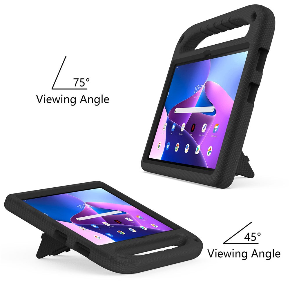 For Lenovo Tab M10 (Gen 3) Tab-328F Kickstand Tablet Case Hand Grip Anti-Drop EVA Tablet Cover - Black