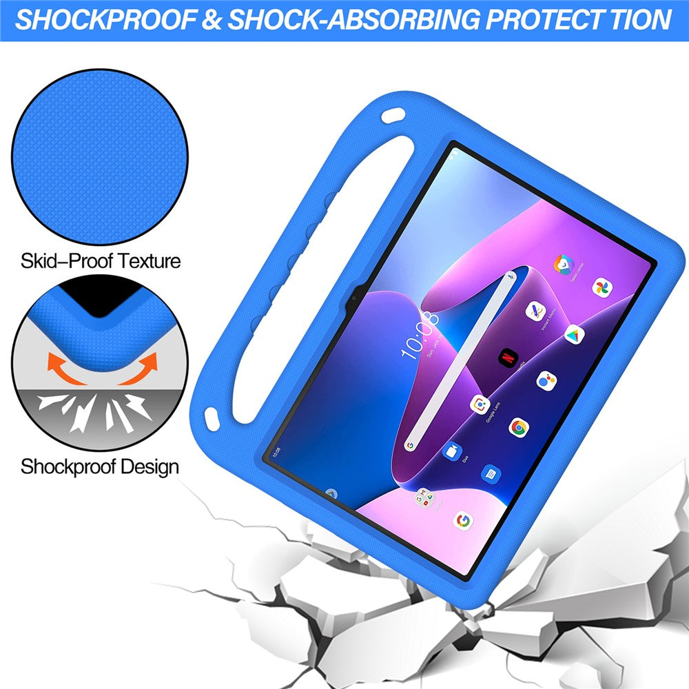 For Lenovo Tab M10 (Gen 3) Tab-328F Kickstand Tablet Case Hand Grip Anti-Drop EVA Tablet Cover - Blue