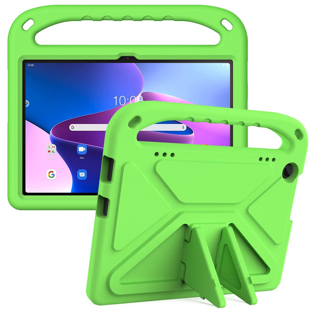 For Lenovo Tab M10 (Gen 3) Tab-328F Kickstand Tablet Case Hand Grip Anti-Drop EVA Tablet Cover - Green