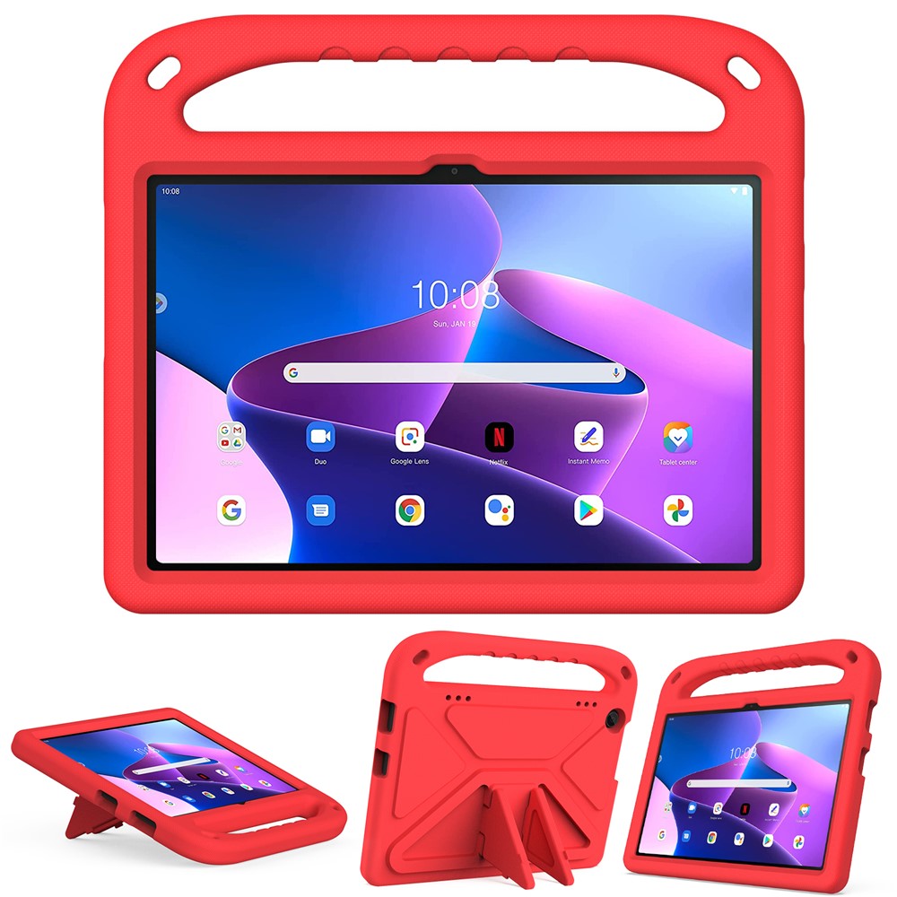 For Lenovo Tab M10 (Gen 3) Tab-328F Kickstand Tablet Case Hand Grip Anti-Drop EVA Tablet Cover - Red