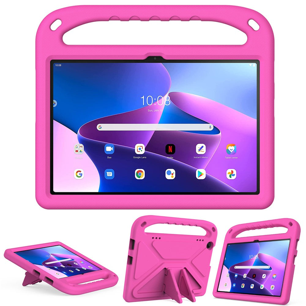 For Lenovo Tab M10 (Gen 3) Tab-328F Kickstand Tablet Case Hand Grip Anti-Drop EVA Tablet Cover - Rose