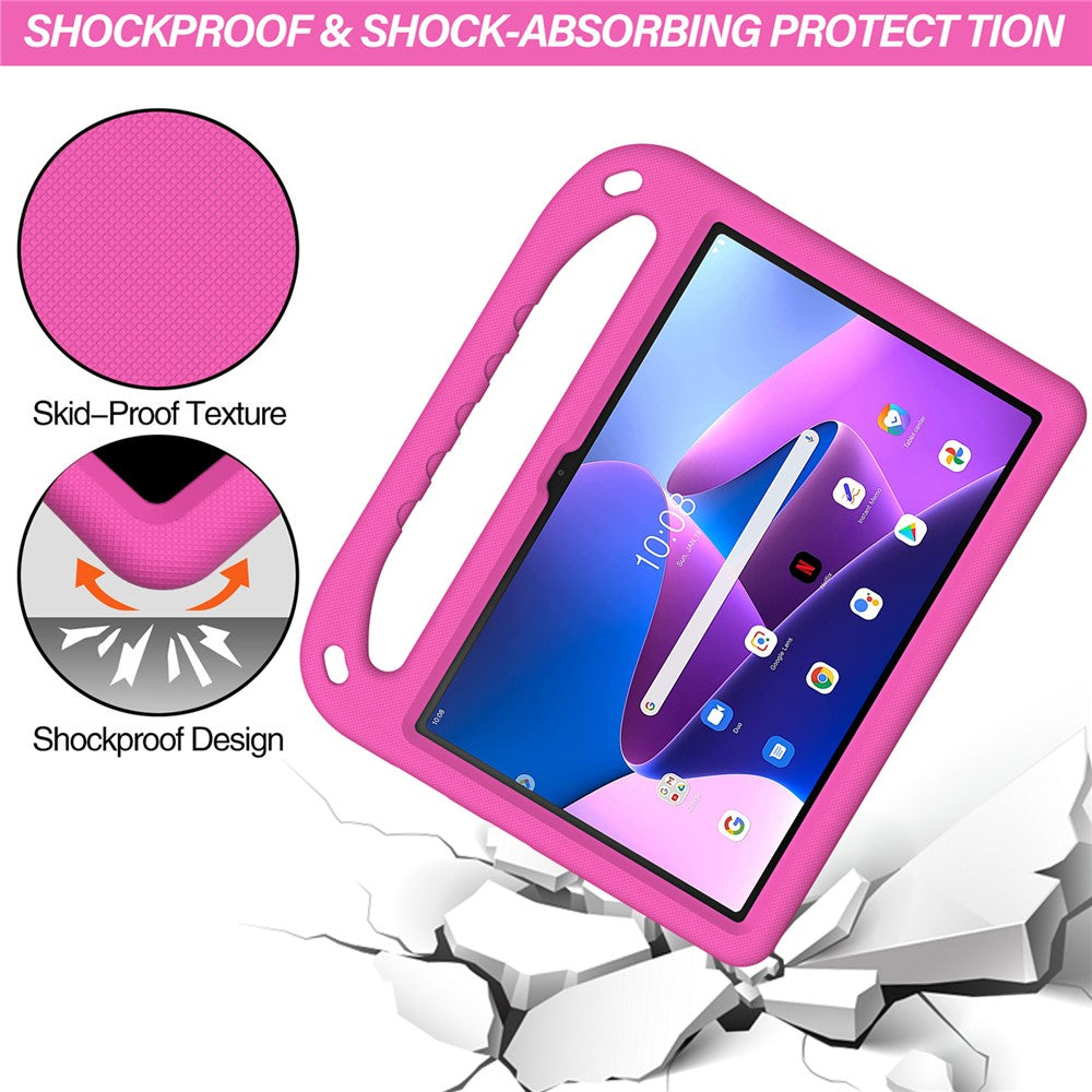 For Lenovo Tab M10 (Gen 3) Tab-328F Kickstand Tablet Case Hand Grip Anti-Drop EVA Tablet Cover - Rose