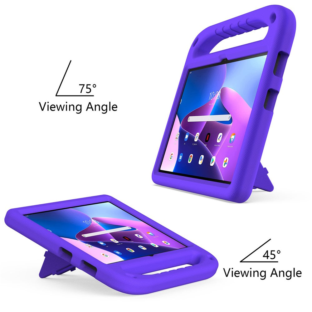 For Lenovo Tab M10 (Gen 3) Tab-328F Kickstand Tablet Case Hand Grip Anti-Drop EVA Tablet Cover - Purple
