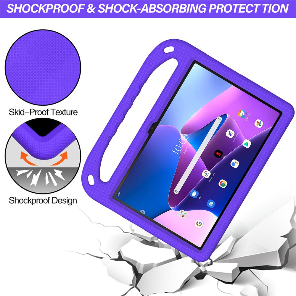 For Lenovo Tab M10 (Gen 3) Tab-328F Kickstand Tablet Case Hand Grip Anti-Drop EVA Tablet Cover - Purple