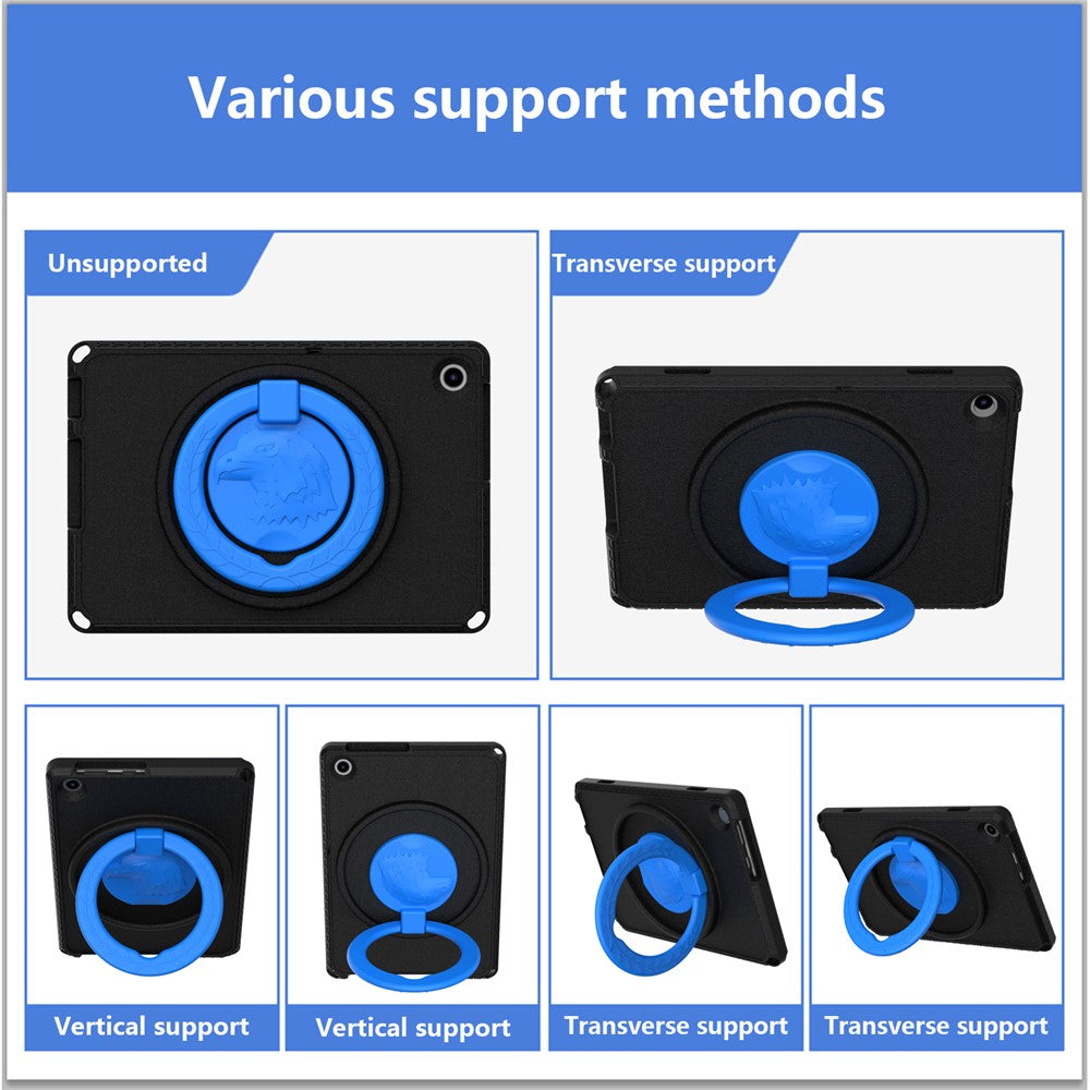 For Lenovo Tab M10 (Gen 3) Hand Grip Kickstand Tablet Case Anti-drop EVA+PC Tablet Cover - Black