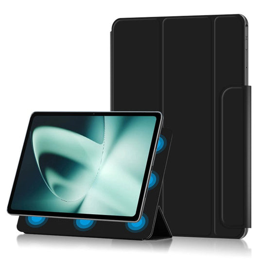 For OnePlus Pad PU Leather Tablet Case Magnetic Tri-fold Protective Cover with Stand - Black