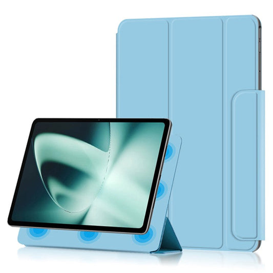 For OnePlus Pad PU Leather Tablet Case Magnetic Tri-fold Protective Cover with Stand - Blue