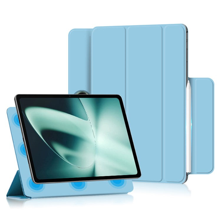 For OnePlus Pad PU Leather Tablet Case Magnetic Tri-fold Protective Cover with Stand - Blue