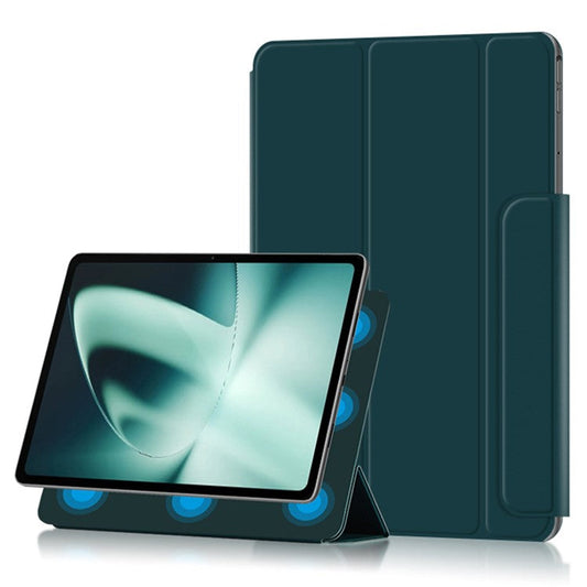 For OnePlus Pad PU Leather Tablet Case Magnetic Tri-fold Protective Cover with Stand - Green
