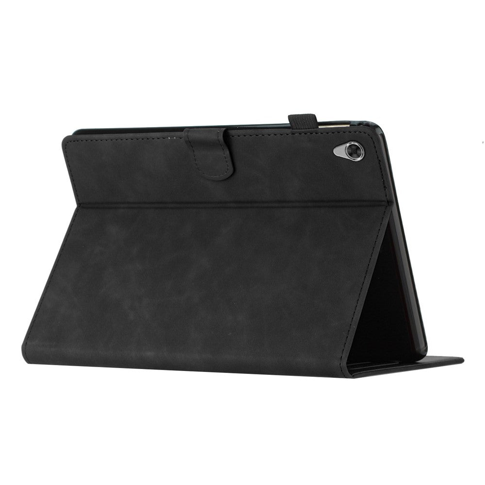 For Lenovo Tab M10 HD Gen 2 X306X Card Holder Tablet Case Imprinted Leather Stand Tablet Cover - Black