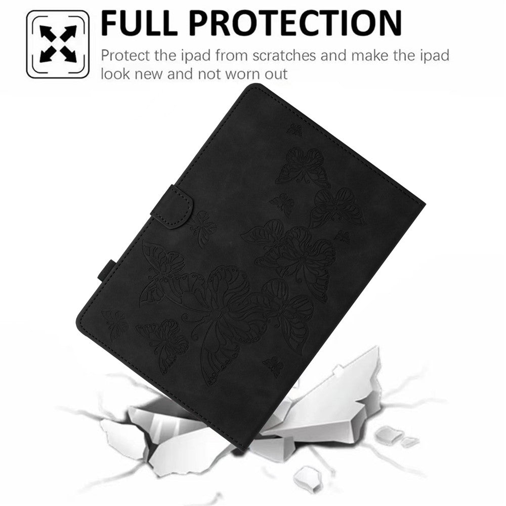 For Lenovo Tab M10 HD Gen 2 X306X Card Holder Tablet Case Imprinted Leather Stand Tablet Cover - Black