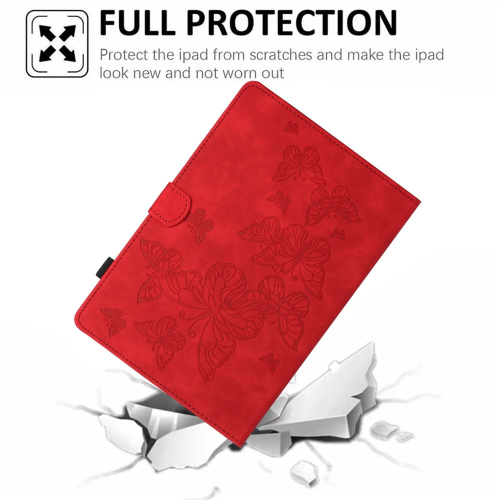 For Lenovo Tab M10 HD Gen 2 X306X Card Holder Tablet Case Imprinted Leather Stand Tablet Cover - Red