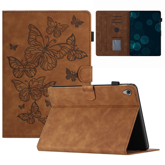 For Lenovo Tab M10 HD Gen 2 X306X Card Holder Tablet Case Imprinted Leather Stand Tablet Cover - Brown