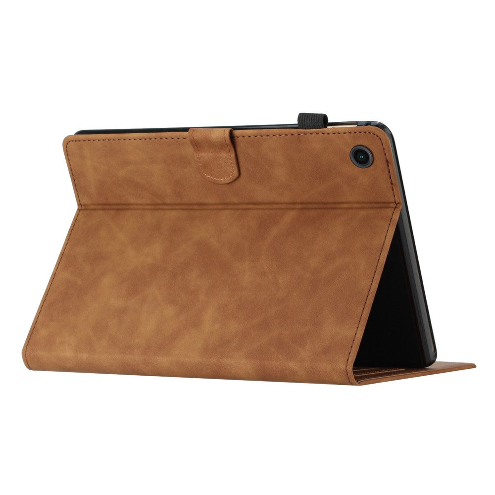 For Lenovo Tab M10 Plus X606F PU Leather Tablet Case Card Slot Stand Imprinted Butterfly Cover - Brown