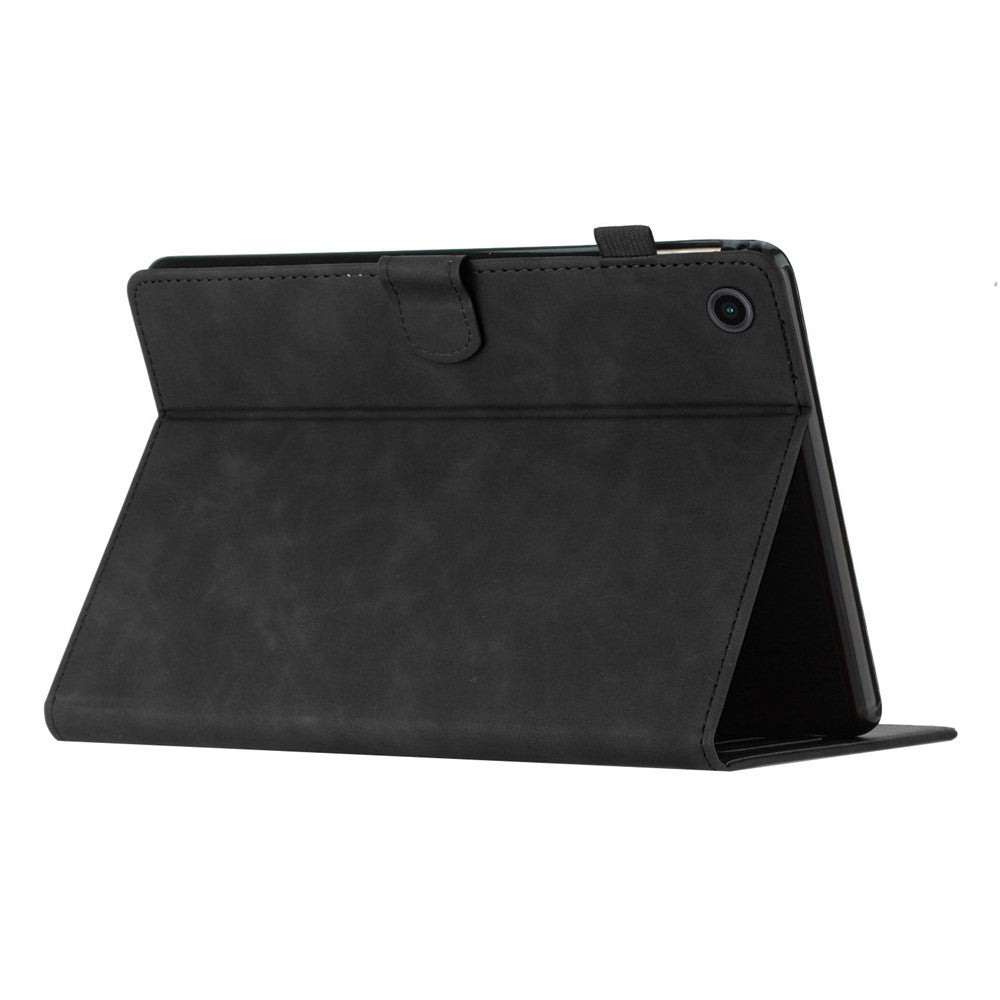 For Lenovo Tab M10 (Gen 3) PU Leather Tablet Case Card Slot Imprinted Stand Tablet Cover - Black