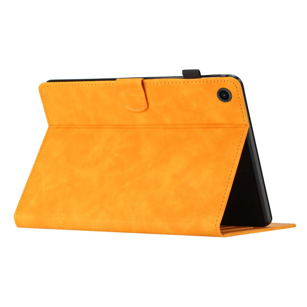 For Lenovo Tab M10 (Gen 3) PU Leather Tablet Case Card Slot Imprinted Stand Tablet Cover - Yellow