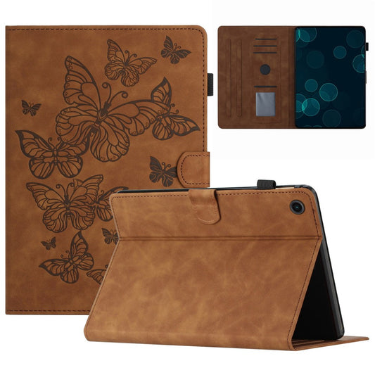For Lenovo Tab M10 Plus (3rd Gen) / Xiaoxin Pad 2022 10.6 inch Leather Tablet Case Card Slot Stand Imprinted Cover - Brown