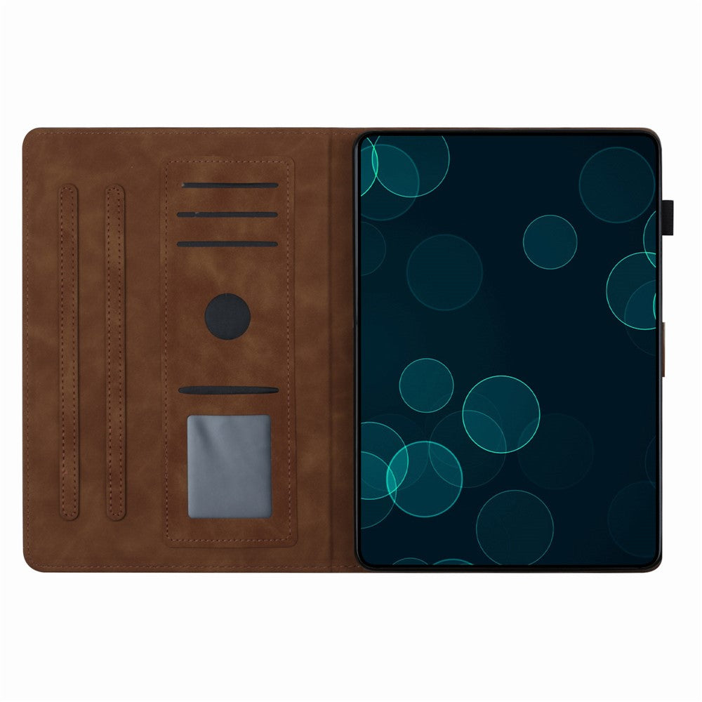 For Lenovo Tab M10 Plus (3rd Gen) / Xiaoxin Pad 2022 10.6 inch Leather Tablet Case Card Slot Stand Imprinted Cover - Brown