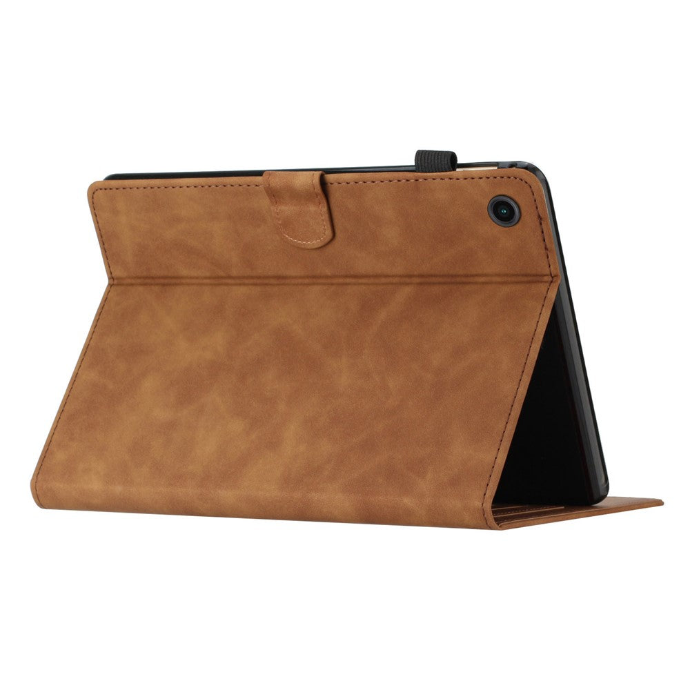 For Lenovo Tab M10 Plus (3rd Gen) / Xiaoxin Pad 2022 10.6 inch Leather Tablet Case Card Slot Stand Imprinted Cover - Brown