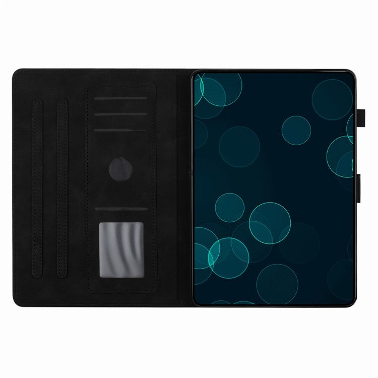 For Samsung Galaxy Tab A7 Lite 8.7-inch T220 T225 Tablet Leather Case Stand Card Holder Imprinted Cover - Black