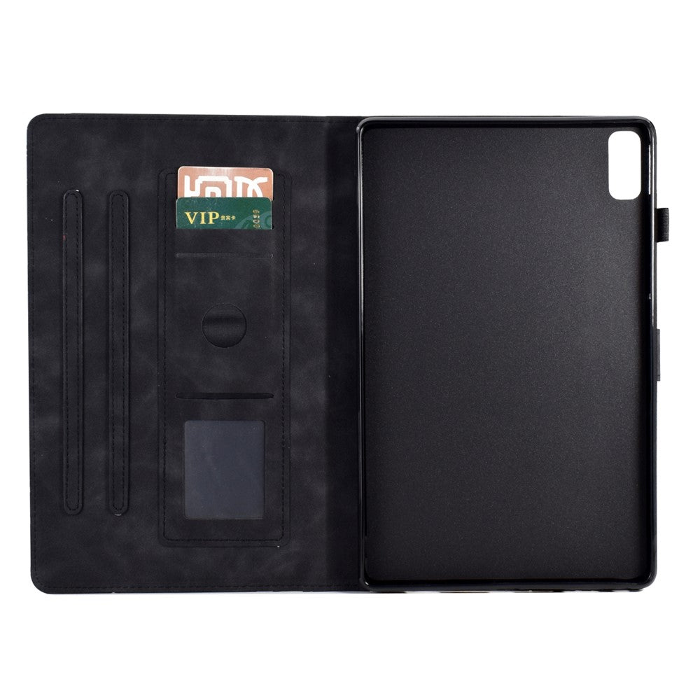 Tree Imprinted Leather Cover for Lenovo Tab M9 TB-310FU Anti-Drop Protective Case with Card Slot - Black