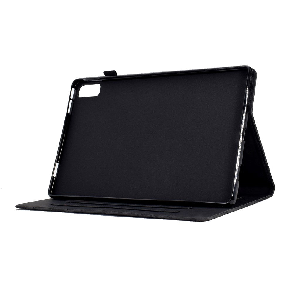Tree Imprinted Leather Cover for Lenovo Tab M9 TB-310FU Anti-Drop Protective Case with Card Slot - Black