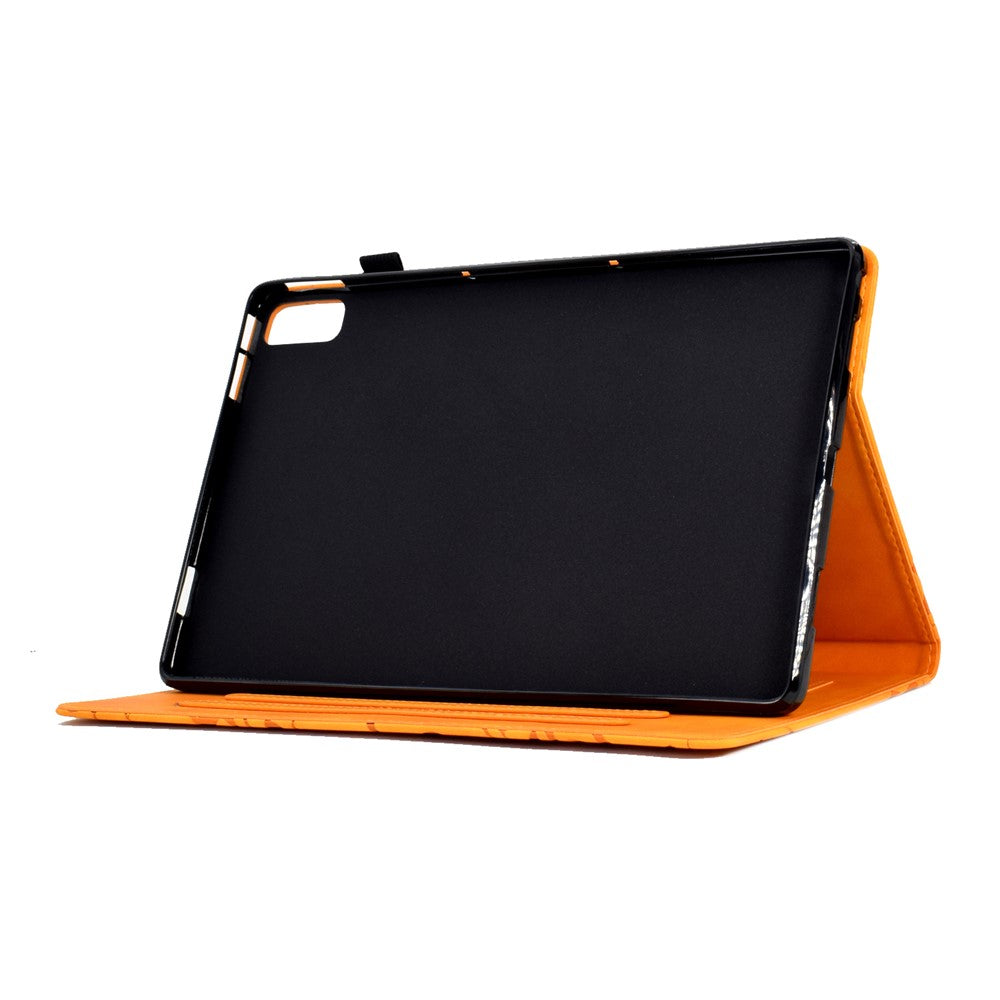 Tree Imprinted Leather Cover for Lenovo Tab M9 TB-310FU Anti-Drop Protective Case with Card Slot - Khaki