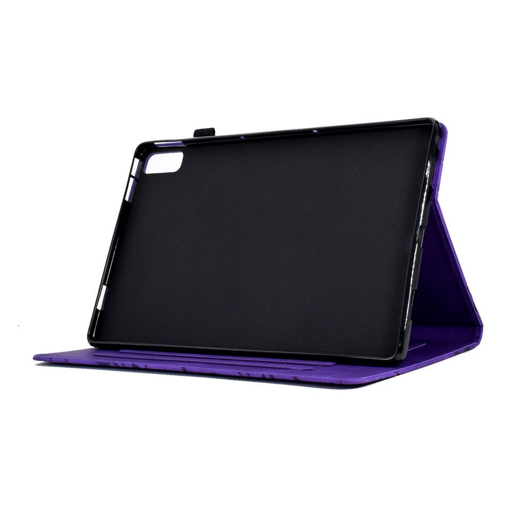 Tree Imprinted Leather Cover for Lenovo Tab M9 TB-310FU Anti-Drop Protective Case with Card Slot - Purple