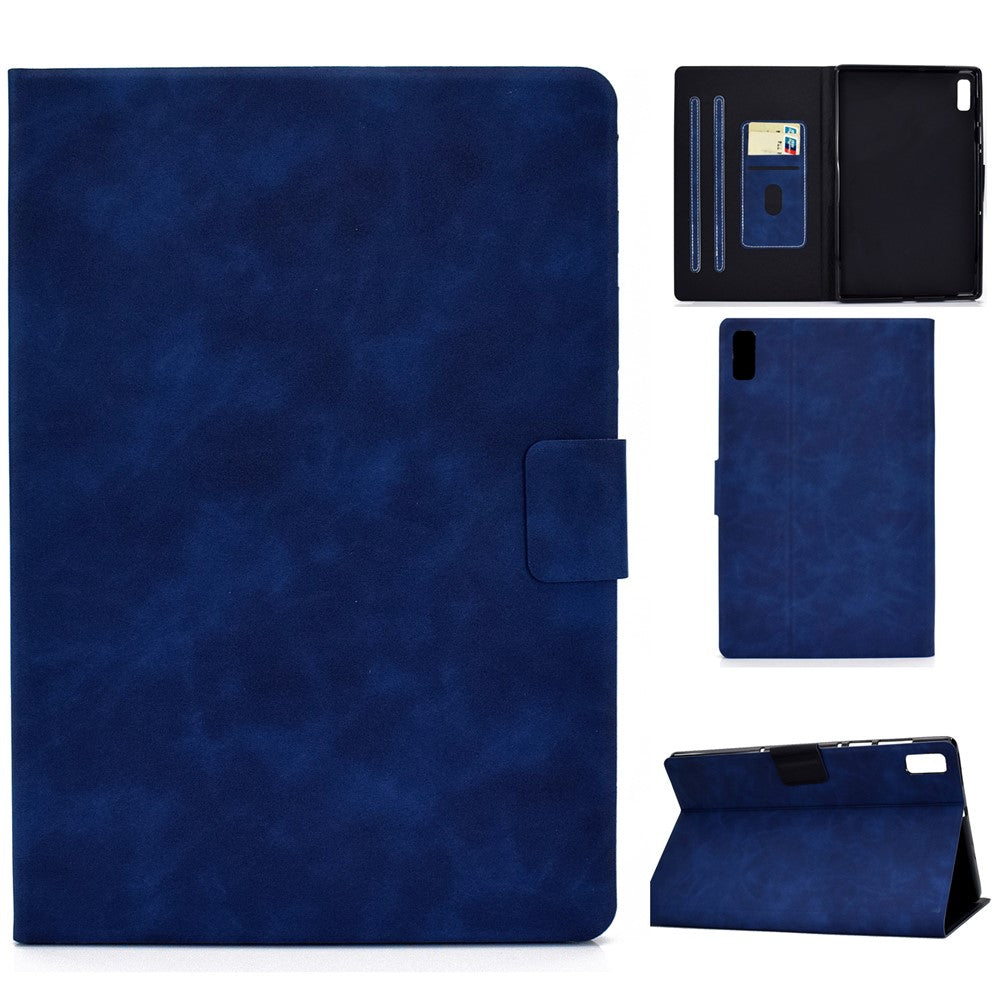 For Lenovo Tab M9 TB-310FU PU Leather Tablet Case A7 Cowhide Texture Protective Cover with Card Holder - Blue