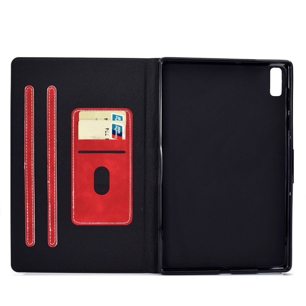 For Lenovo Tab M9 TB-310FU PU Leather Tablet Case A7 Cowhide Texture Protective Cover with Card Holder - Red