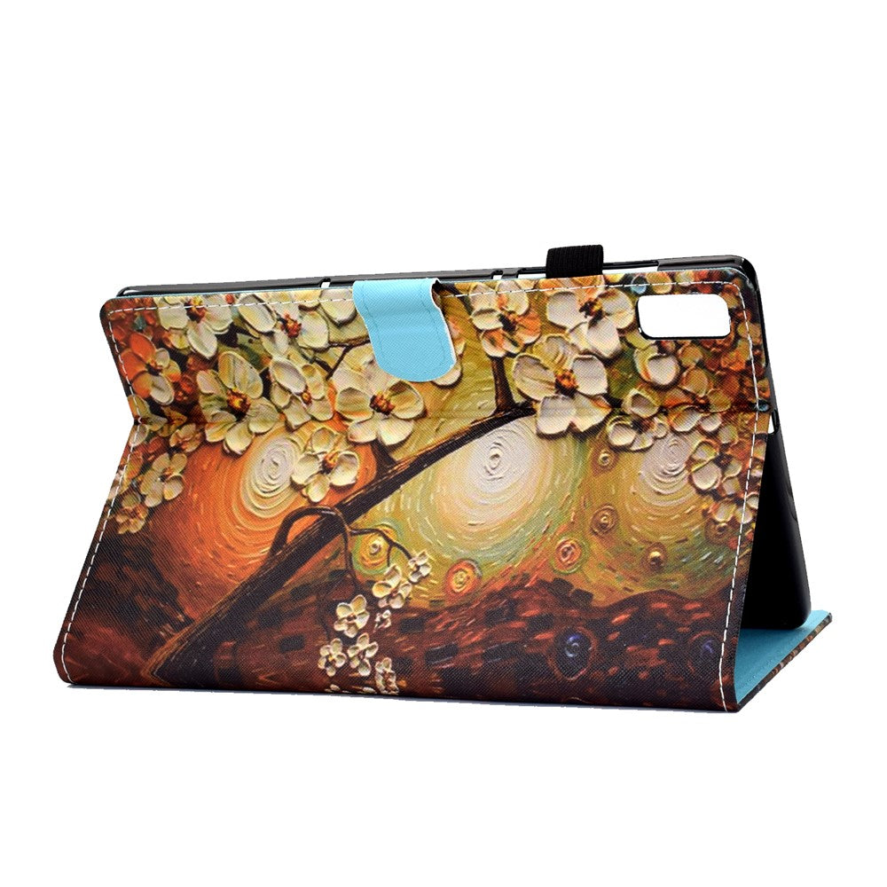 For Lenovo Tab M9 TB-310FU A1 Pattern Printing Folio Cover PU Leather Stand Card Slot Tablet Case - Plum Blossom