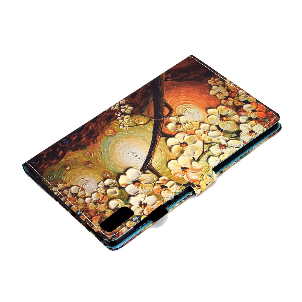 For Lenovo Tab M9 TB-310FU A1 Pattern Printing Folio Cover PU Leather Stand Card Slot Tablet Case - Plum Blossom