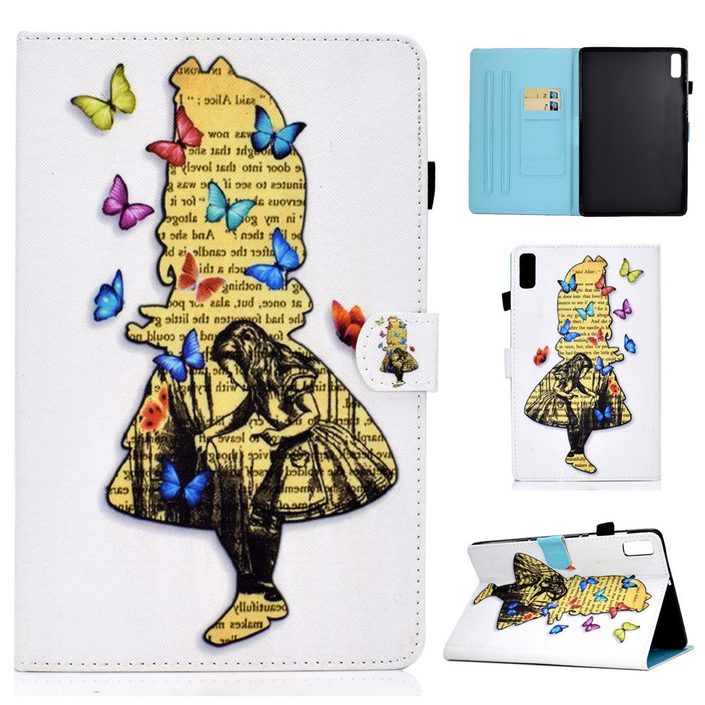 For Lenovo Tab M9 TB-310FU A1 Pattern Printing Folio Cover PU Leather Stand Card Slot Tablet Case - Girl