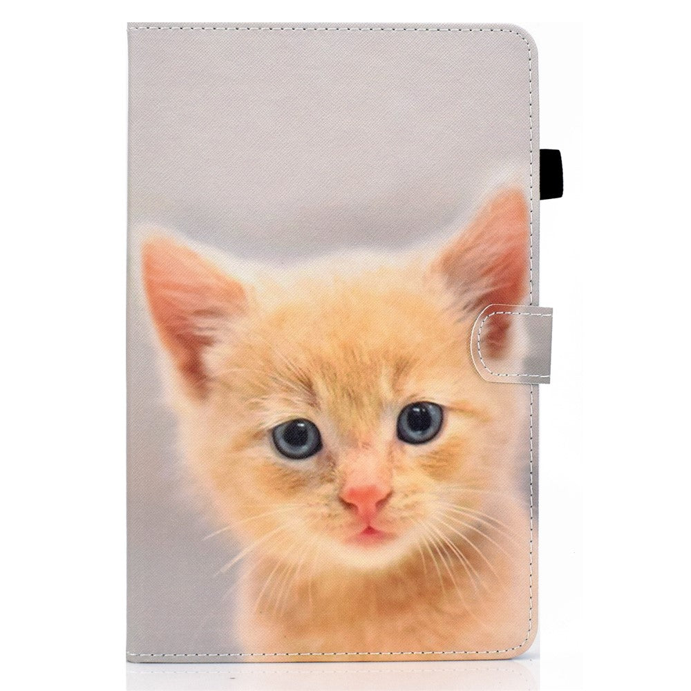 For Lenovo Tab M9 TB-310FU A1 Pattern Printing Folio Cover PU Leather Stand Card Slot Tablet Case - Cute Cat