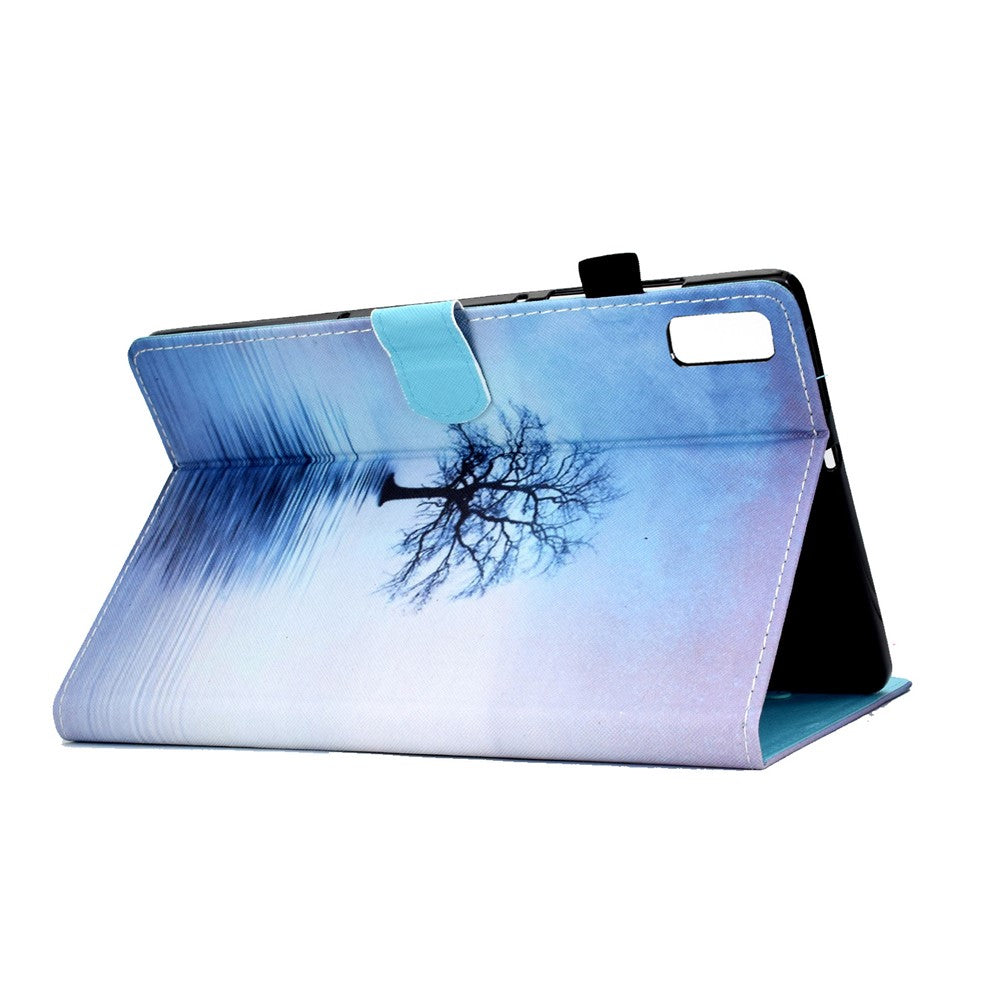 For Lenovo Tab M9 TB-310FU A1 Pattern Printing Folio Cover PU Leather Stand Card Slot Tablet Case - Tree