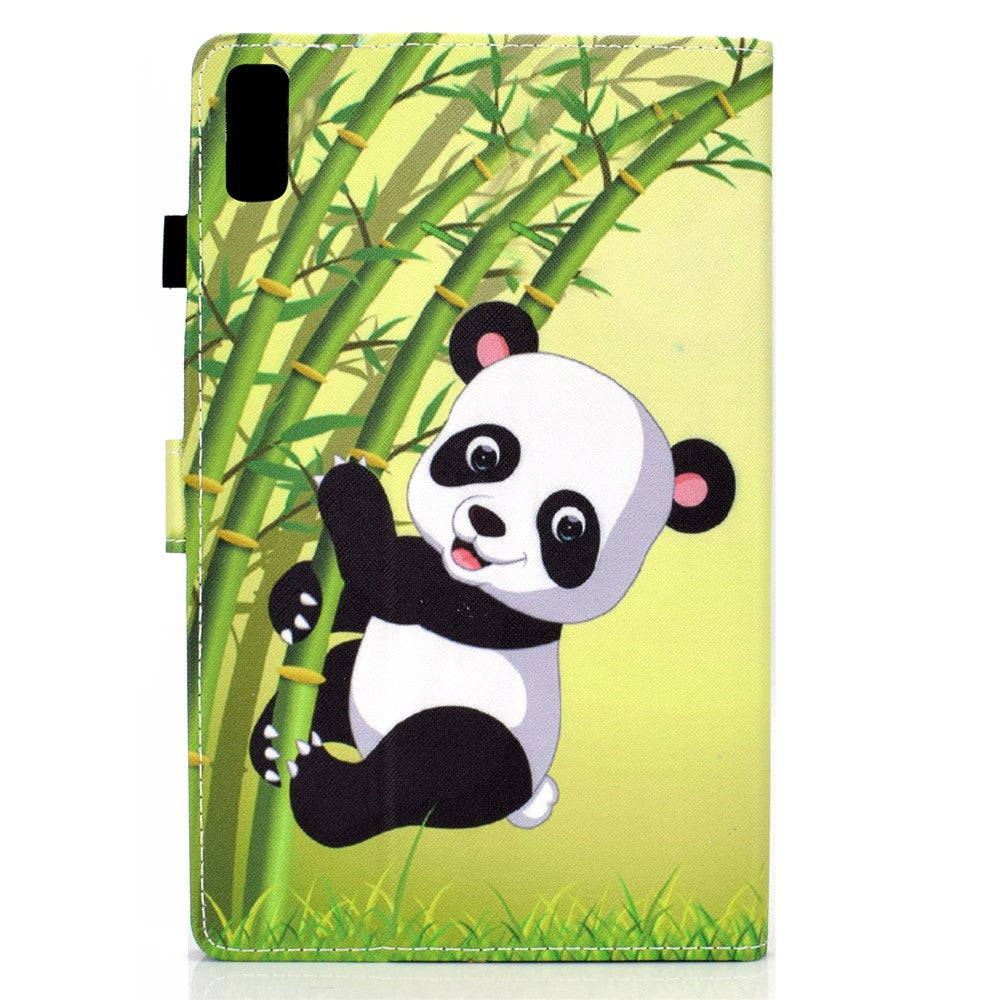 For Lenovo Tab M9 TB-310FU A1 Pattern Printing Folio Cover PU Leather Stand Card Slot Tablet Case - Panda and Bamboo